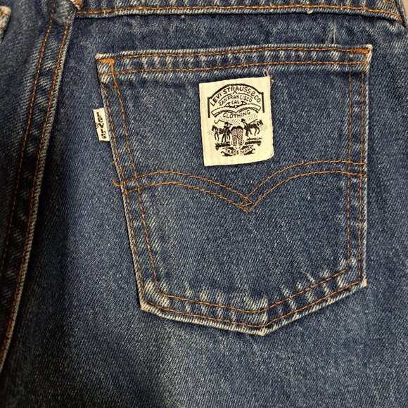 Levis White Patch Two Horse 80s Jeans Tab Tag Womens Sz 27x28 10 CUT HEM Vtg - Picture 2 of 8
